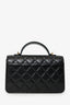 Pre-Loved Chanel™ 25B Black Lambskin Quilted Top Handle Wallet On Chain
