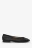 Pre-Loved Chanel™ Black Lambskin CC Cap Toe Flats Size 38.5