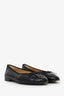 Pre-Loved Chanel™ Black Lambskin CC Cap Toe Flats Size 38.5