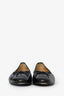 Pre-Loved Chanel™ Black Lambskin CC Cap Toe Flats Size 38.5