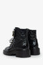 Pre-Loved Chanel™ Black Shiny Lambskin Quilted Lace Up Combat Boots Size 39