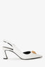 Versace White Leather 'La Medusa' Slingback Pumps Size 40