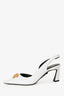 Versace White Leather 'La Medusa' Slingback Pumps Size 40