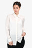 Versace White Satin 'Icon Jacquard' Long Sleeve Button Down Shirt 42