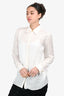 Versace White Satin 'Icon Jacquard' Long Sleeve Button Down Shirt 42