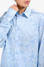 Versace Light Blue Satin Baroque Long Sleeve Button Down Shirt 50