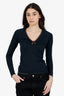 Gucci Navy V-Neck Long-Sleeve Top Size S