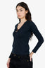 Gucci Navy V-Neck Long-Sleeve Top Size S