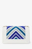 Pre-Loved Chanel™ 2019 White/Blue Chevron Small Boy Shoulder Bag