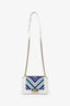 Pre-Loved Chanel™ 2019 White/Blue Chevron Small Boy Shoulder Bag