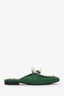 Hermes Green Toile Calfskin Fringe Oz Mules Size 37