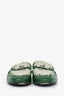 Hermes Green Toile Calfskin Fringe Oz Mules Size 37