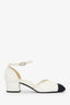 Pre-Loved Chanel™ White/Black Sequined CC Slingback Sandals Size 38.5