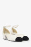Pre-Loved Chanel™ White/Black Sequined CC Slingback Sandals Size 38.5
