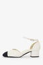 Pre-Loved Chanel™ White/Black Sequined CC Slingback Sandals Size 38.5
