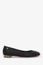 Pre-Loved Chanel™ Black Quilted Leather CC Cap Toe Ballet Flats Size 38