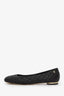 Pre-Loved Chanel™ Black Quilted Leather CC Cap Toe Ballet Flats Size 38