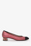 Pre-Loved Chanel™ Pink/Black Glitter Leather CC Ballerina Pumps Size 38
