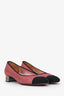 Pre-Loved Chanel™ Pink/Black Glitter Leather CC Ballerina Pumps Size 38