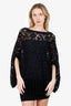 Valentino Black Lace Fringed Poncho Dress Size XS