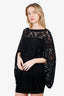 Valentino Black Lace Fringed Poncho Dress Size XS