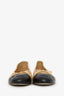 Pre-Loved Chanel™ Beige/Black Lambskin Cap Toe CC Ballet Flats Size 37