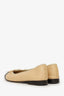 Pre-Loved Chanel™ Beige/Black Lambskin Cap Toe CC Ballet Flats Size 37