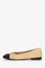 Pre-Loved Chanel™ Beige/Black Lambskin Cap Toe CC Ballet Flats Size 37