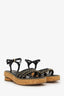 Pre-Loved Chanel™ Black Leather Chain Detail Cork Sandals Size 38