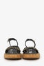 Pre-Loved Chanel™ Black Leather Chain Detail Cork Sandals Size 38