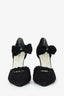 Pre-Loved Chanel™ Black CC Lace Ankle Wrap Bow Pumps Size 38
