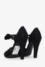 Pre-Loved Chanel™ Black CC Lace Ankle Wrap Bow Pumps Size 38