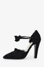 Pre-Loved Chanel™ Black CC Lace Ankle Wrap Bow Pumps Size 38