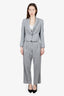 Brunello Cucinelli Grey Wool Striped Cropped Two Pieces Suit Set Size 38/36