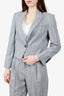 Brunello Cucinelli Grey Wool Striped Cropped Two Pieces Suit Set Size 38/36