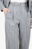 Brunello Cucinelli Grey Wool Striped Cropped Two Piece Suit Set Size 38/36