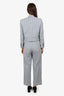 Brunello Cucinelli Grey Wool Striped Cropped Two Piece Suit Set Size 38/36