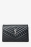 Saint Laurent Black Chevron Leather Envelope Wallet On Chain