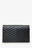 Saint Laurent Black Chevron Leather Envelope Wallet On Chain