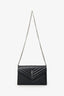 Saint Laurent Black Chevron Leather Envelope Wallet On Chain