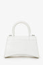 Balenciaga White Croc Embossed XS Hourglass Top Handle Bag With Strap