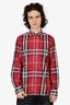 Burberry Red Cotton Button Down Shirt Size L Mens