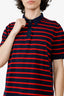 Burberry Red Striped Cotton Polo T-shirt Size L Mens