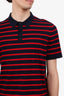 Burberry Red Striped Cotton Polo T-shirt Size L Mens