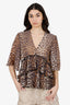 Ganni Leopard Tiered Ruffle Top Size 40