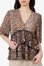 Ganni Leopard Tiered Ruffle Top Size 40