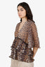 Ganni Leopard Tiered Ruffle Top Size 40