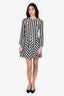 Valentino Garavani Black/White Wool/Silk Stripe Skater Dress Size 40