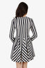 Valentino Garavani Black/White Wool/Silk Stripe Skater Dress Size 40