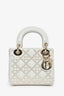 Christian Dior 2023 White Leather Pearl Mini Lady Dior